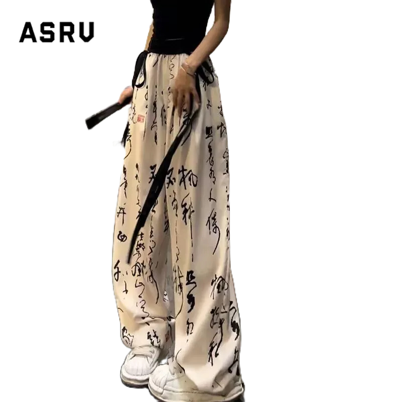 Asrv กางเกงขายาวลําลอง ขากว้าง เข้ารูป ขนาดใหญ่ สไตล์จีน สําหรับผู้ชาย และผู้หญิง