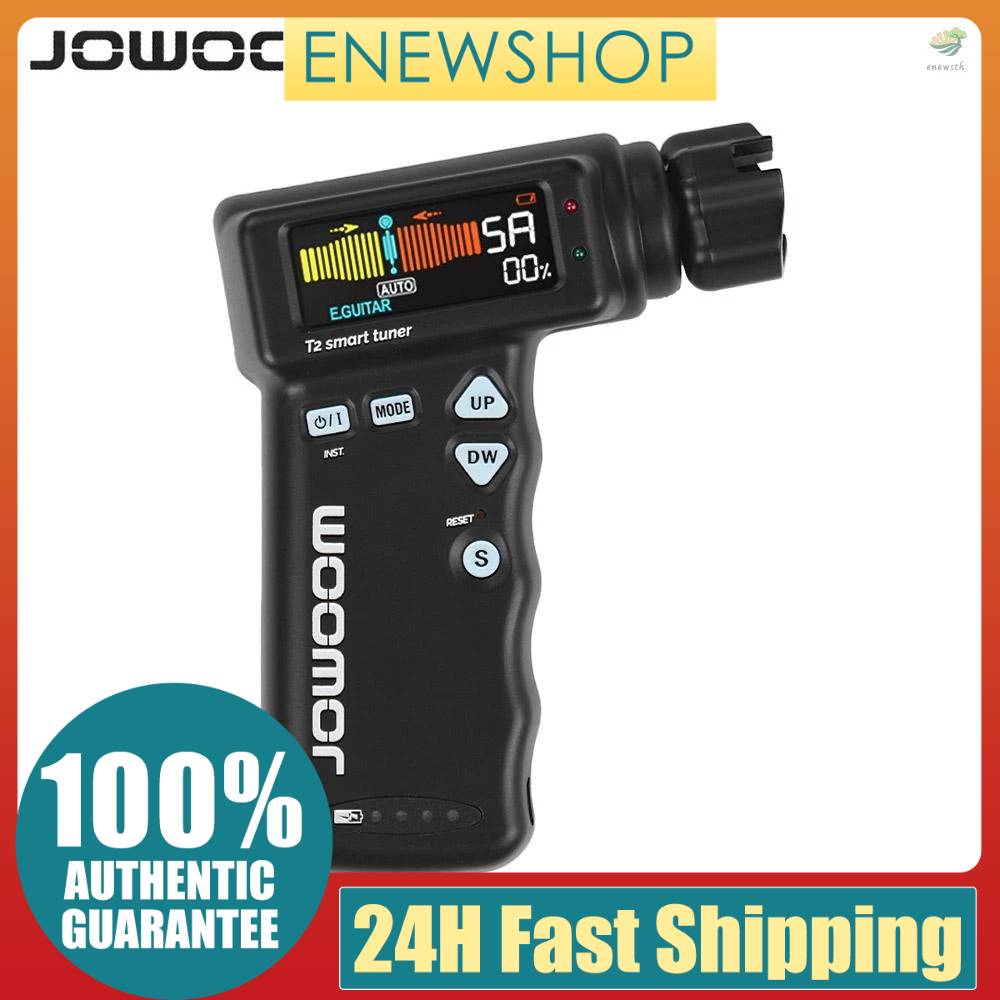 Enewsth)jowoom T2 อุปกรณ์จูนเนอร์ปรับแต่งสายกีตาร์ อเนกประสงค์ ชาร์จแบตเตอรี่ลิเธียมในตัว สําหรับอูค