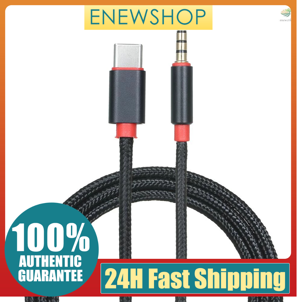 Enew)type-c Male to 3.5 มม. TRRS Male สายสัญญาณเสียง 3.12 ฟุต USB-C to 3.5 มม. อะแดปเตอร์หูฟังสเตอริโอ 3.12 ฟุต สีดํา สําหรับรถยนต์ บ้าน
