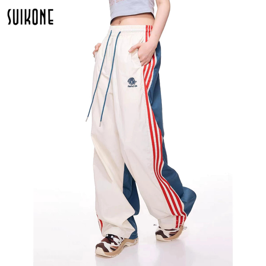 Suikone กางเกงกีฬาลําลอง ทรงหลวม สไตล์ฮิปฮอป สตรีท อเมริกัน แฟชั่นใหม่ สําหรับผู้ชาย และผู้หญิง