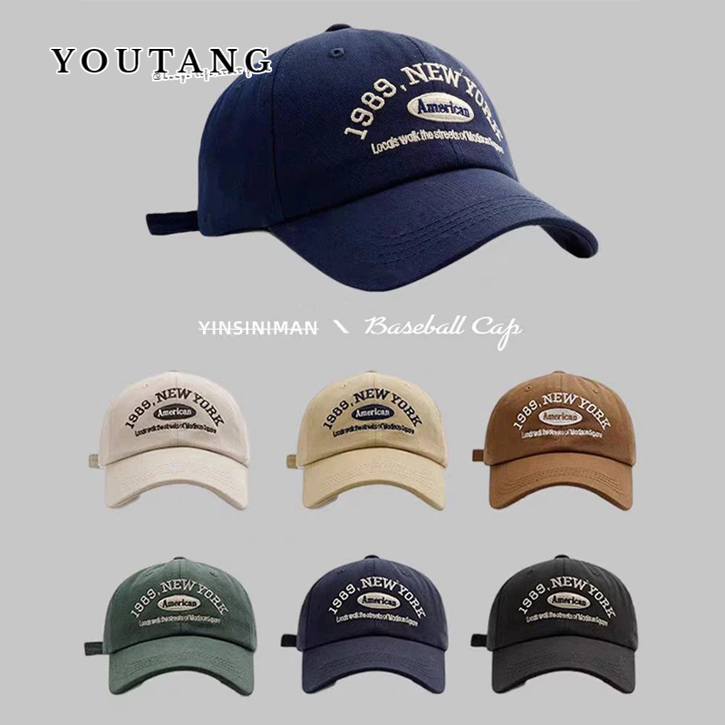 YOUTANG หมวกเบสบอลผู้ชาย หมวกปักอักษรปรับได้ น้ำหนักเบา ใส่สบาย มี 6 สี