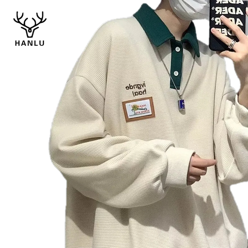 HANLU 【COD】เสื้อผ้าผู้ชาย แฟชั่นเกาหลีรุ่น  เสื้อกันหนาวผู้ชาย ทรงหลวม