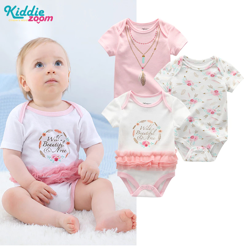 Kiddiezoom เสื้อผ้า Rompers เด็กเกิด 3 ชิ้น Jumpsuits ชุดแฟชั่น เสื้อผ้าพิจามาเด็ก