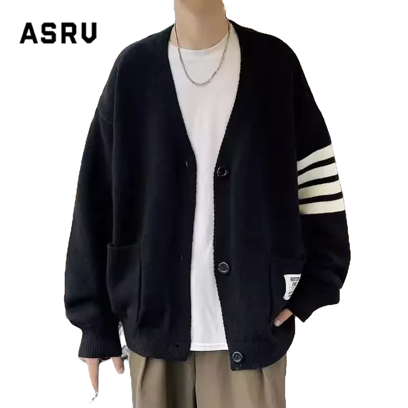 Asrv เสื้อกันหนาว เสื้อคาร์ดิแกน ผ้าถัก ทรงหลวม สไตล์ฮ่องกง เหมาะกับฤดูใบไม้ร่วง สําหรับผู้ชาย และผู้หญิง