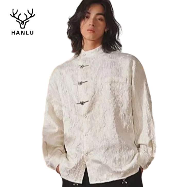 Hanlu ใหม่ เสื้อเชิ้ต แขนยาว กระดุมผีเสื้อ สไตล์จีนย้อนยุค สําหรับผู้ชาย และผู้หญิง