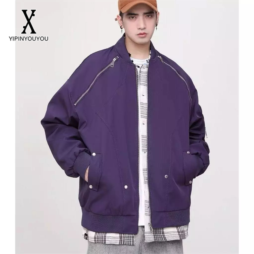 Yipinyouyou เสื้อแจ็กเก็ตแขนยาวลําลอง ทรงหลวม สไตล์อเมริกัน แฟชั่นสําหรับผู้ชาย และผู้หญิง