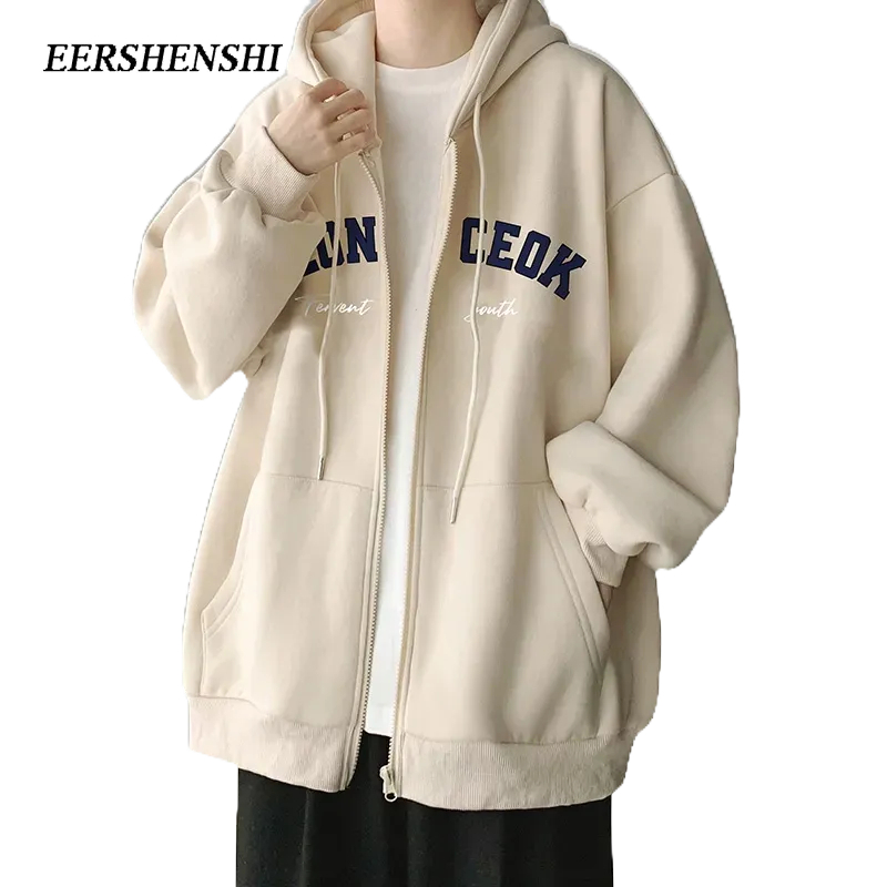 Eershenshi เสื้อแจ็กเก็ตมีฮู้ด ลายตัวอักษรสไตล์ญี่ปุ่น สำหรับผู้ชาย (ฤดูใบไม้ผลิ/ใบไม้ร่วง)