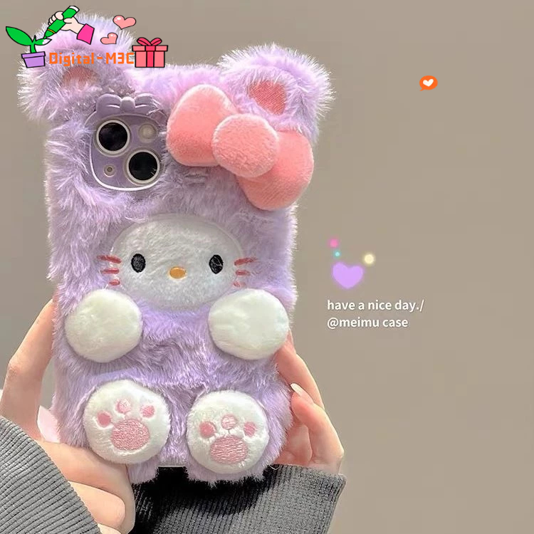 เคสโทรศัพท์มือถือ ผ้ากํามะหยี่ขนนิ่ม ลายแมวน่ารัก สําหรับ Apple 15 14 13 12 11 7 8plus
