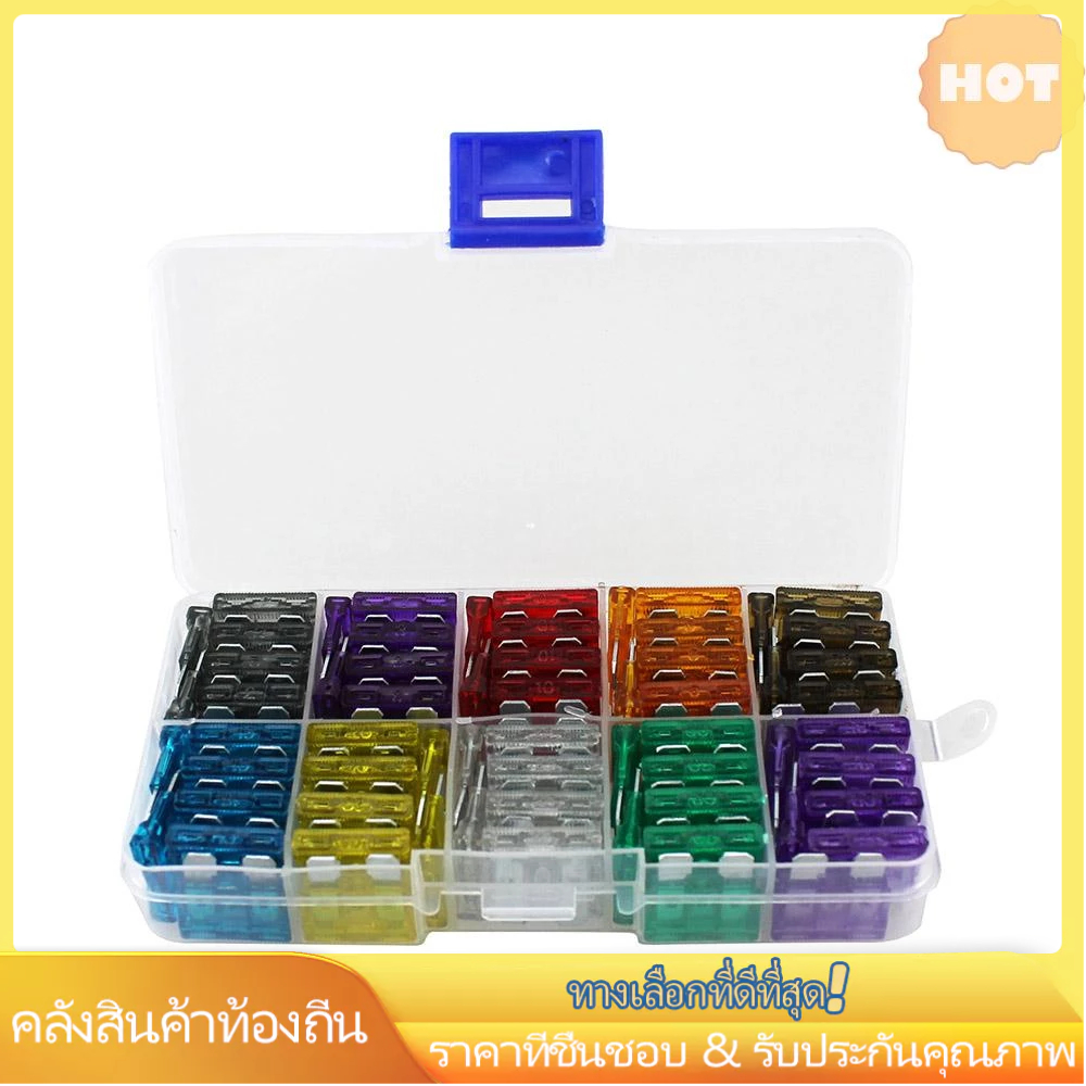 [ราคาเคลียร์] ฟิวส์ใบมีดมาตรฐาน 2A 3A 5A 7.5A 10A 15A 20A 25A 30A 35A สําหรับยานพาหนะ รถจักรยานยนต์ เรือ รถบรรทุก 100 ชิ้น