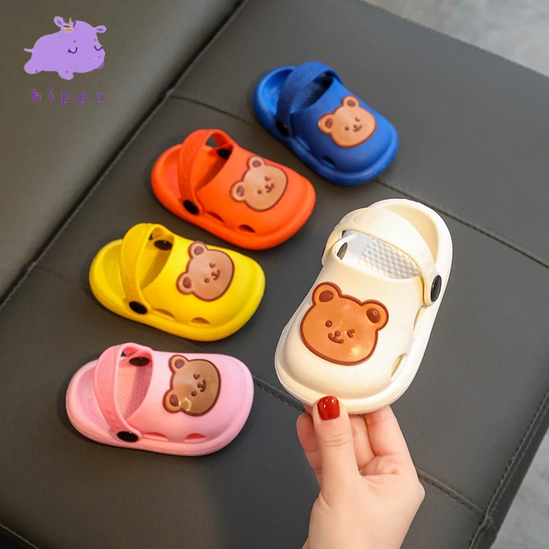 รองเท้าแตะสาว รองเท้าแตะลายหมีแฟชั่น（Hippo baby23）