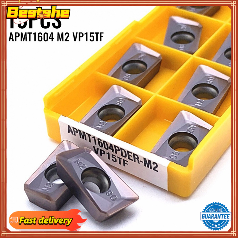 ชุดเม็ดมีดคาร์ไบด์ VP15TF APMT1604PDER-M2 แบบเปลี่ยน 10 ชิ้น ต่อชุด