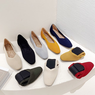 สุภาพสตรีสแควร์นิ้วเท้ารองเท้าแบนรองเท้าทอ