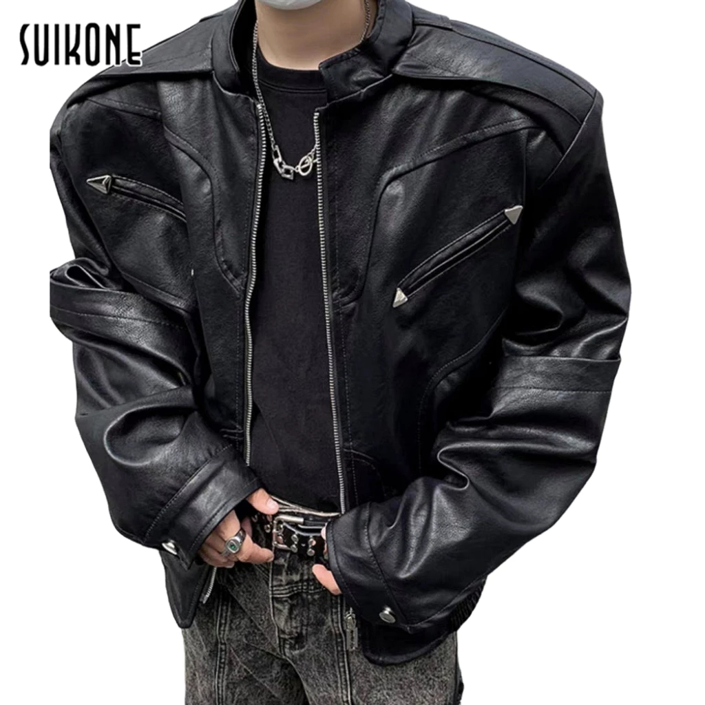 Suikone เสื้อแจ็กเก็ตแขนยาว ผ้าหนัง สไตล์ญี่ปุ่นย้อนยุค แฟชั่นสําหรับผู้ชาย และผู้หญิง