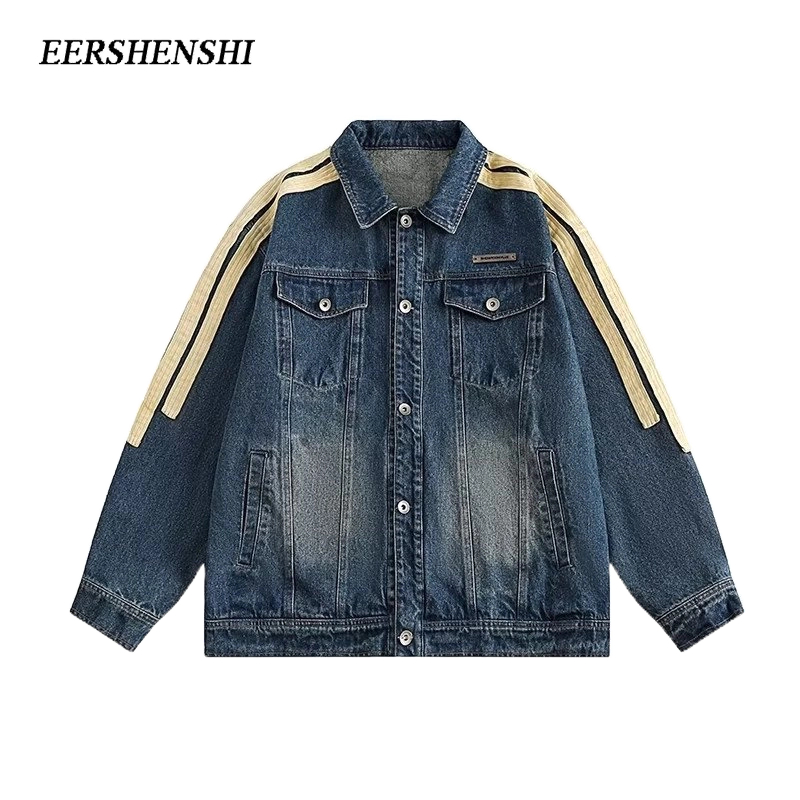 Eershenshi เสื้อแจ็กเก็ตยีน แฟชั่นฤดูใบไม้ผลิ และฤดูใบไม้ร่วง สไตล์สตรีท เรียบง่าย สําหรับผู้ชาย