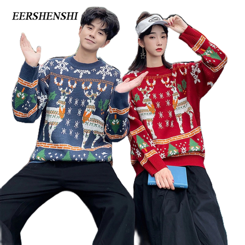 Eershnehsi เสื้อกันหนาว ผ้าถัก ลายคริสต์มาส แฟชั่นยอดนิยม เหมาะกับฤดูใบไม้ร่วง และฤดูหนาว สําหรับผู้ชาย และคู่รัก