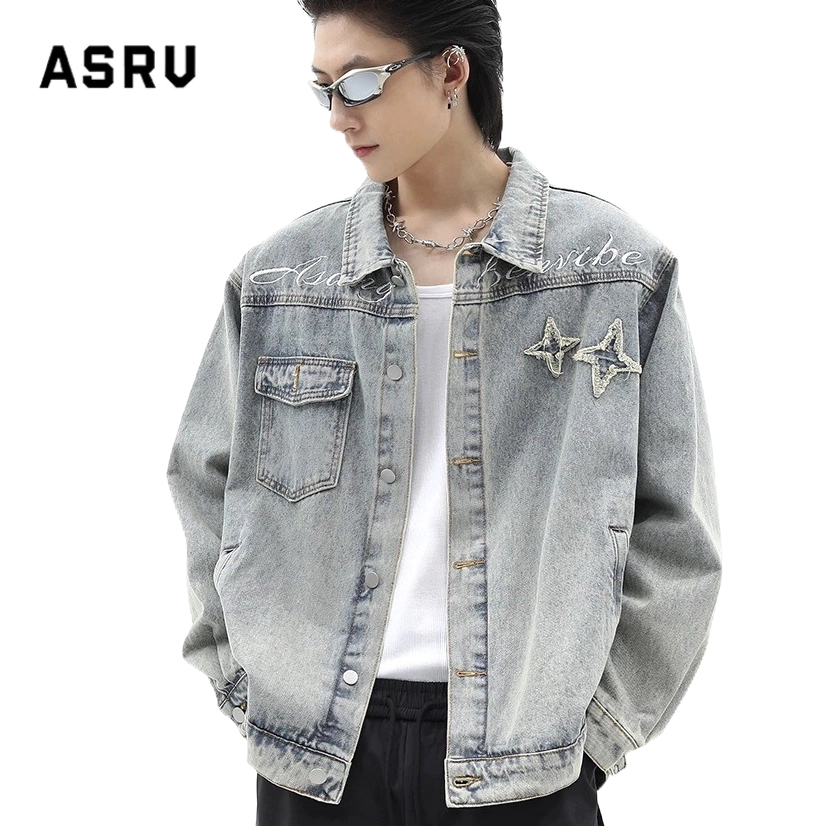 เสื้อแจ็กเก็ตยีน อเนกประสงค์ ปักลาย แฟชั่นฤดูใบไม้ร่วง สไตล์อเมริกันเรโทร สําหรับผู้ชาย และผู้หญิง