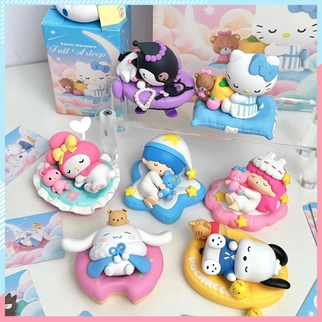 Sanrio Enron Sleeping Series กล่องสุ่ม Kuromi Melody Cinnamoroll แฮนด์เมด สําหรับตกแต่งโต๊ะ