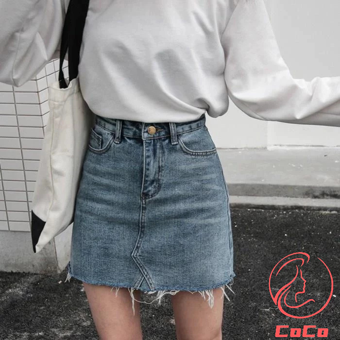 【พลัสไซซ์】ใหม่ กระโปรงยีน เอวสูง สไตล์เกาหลี สําหรับผู้หญิง ไซซ์ S-5Xl 2023