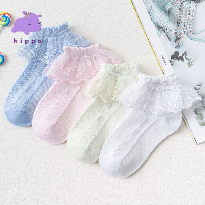 ถุงเท้าเด็ก ถุงเท้าออกงาน ระบายลูกไม้ 4 สี ไซส์ 2-12 ปี