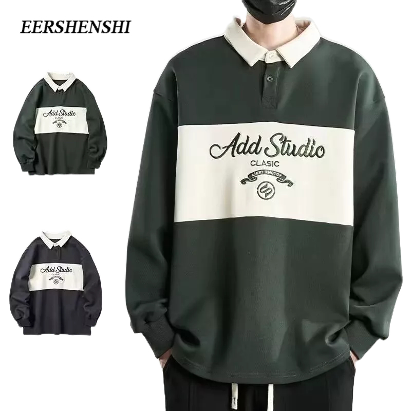 Eershenshi เสื้อกันหนาว พิมพ์ลาย สีตัดกัน สไตล์ยุโรป และอเมริกา แฟชั่นฤดูใบไม้ร่วง และฤดูหนาว สําหรับผู้ชาย