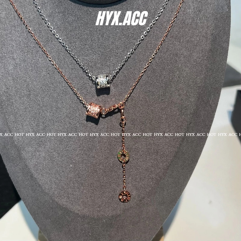 สร้อยคอ ประดับเพทาย สีโรสโกลด์ แบบเรียบง่าย และสง่างาม สําหรับผู้หญิง