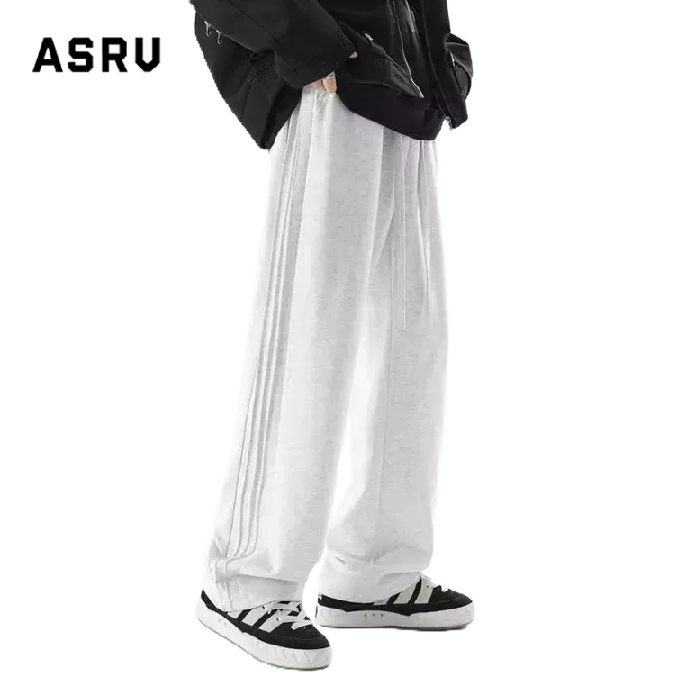 Asrv ฤดูใบไม้ร่วงและฤดูหนาว หนา สีเทา กางเกงวอร์ม อเมริกัน กีฬา ผู้ชายและผู้หญิง กางเกงลําลอง กํามะหยี่
