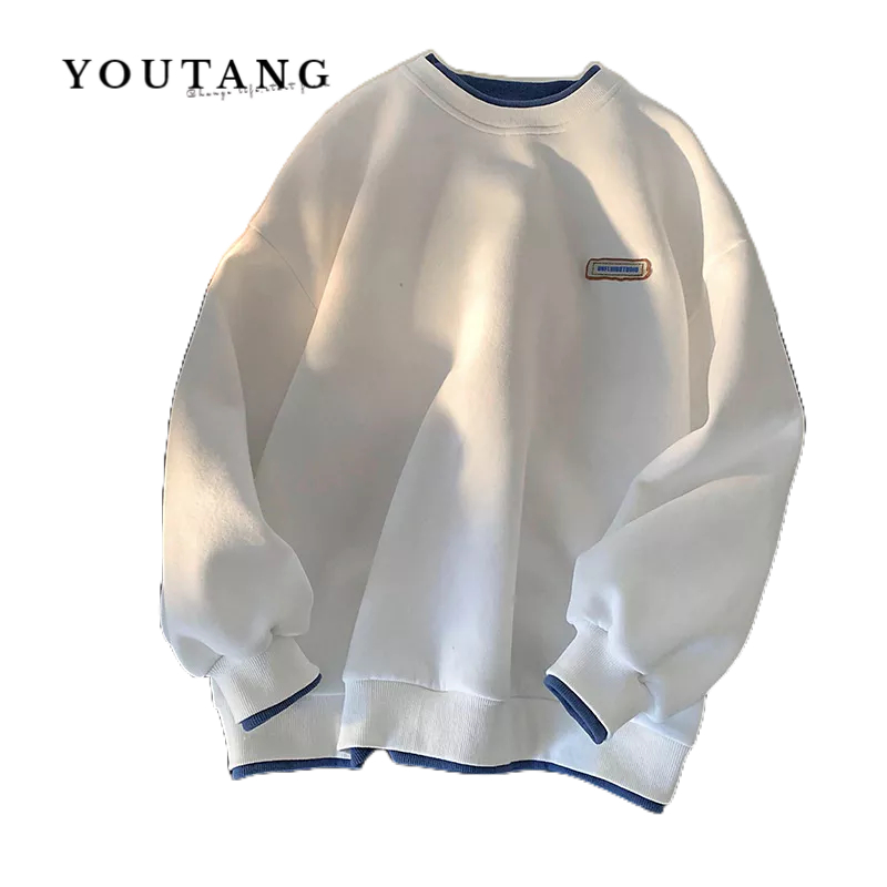 YOUTANG เสื้อกันหนาวลําลอง คอกลม ทรงหลวม แฟชั่นฤดูใบไม้ร่วง สไตล์เกาหลี สําหรับผู้ชาย