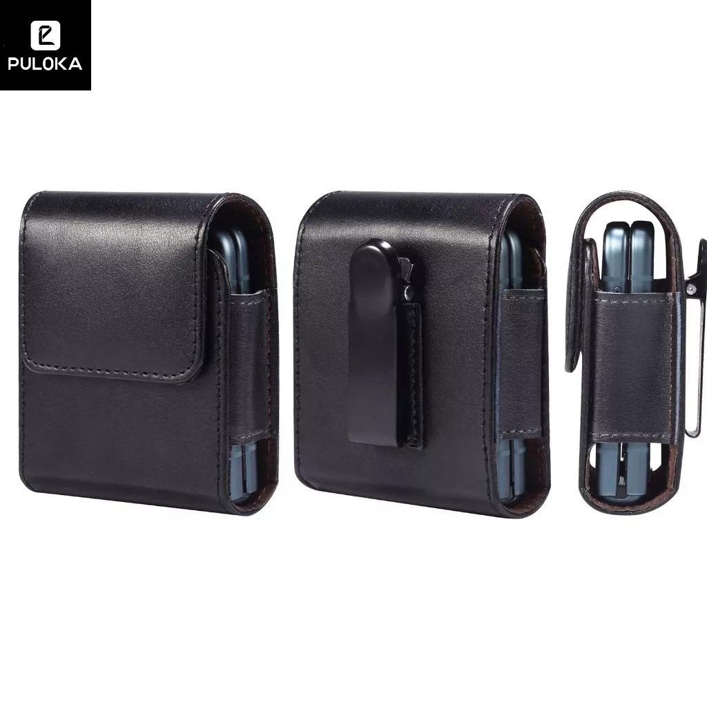 [ 100% หนังแท้] For Samsung Galaxy Z Flip 6/5/4/3/2 5G กระเป๋าใส่โทรสับ กระเป๋าหนังใส่โทรศัพท์คาดเอว