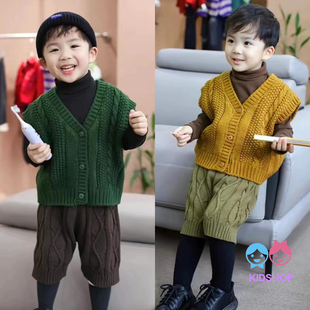 เด็กชายสไตล์ถักคาร์ดิแกนฤดูใบไม้ผลิและฤดูใบไม้ร่วงเสื้อกั๊กเด็กใหม่