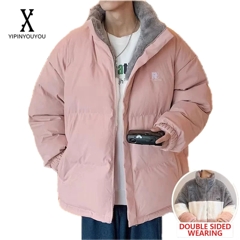 Yipinyouyou เสื้อแจ็กเก็ต ผ้าฝ้าย กํามะหยี่ แบบหนา ให้ความอบอุ่น คุณภาพสูง สไตล์เรโทร แฟชั่นอเมริกัน สําหรับผู้ชาย