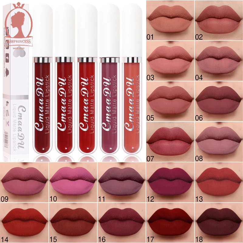 PP CMAADU ลิปสติกเนื้อแมทกันน้ําติดทนนาน 18 สี ลิปกลอส เนื้อแมตต์กํามะหยี่ กันน้ํา ให้ความชุ่มชื้น ติดทนนาน