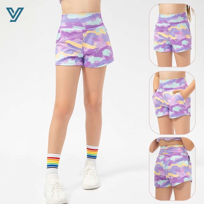 กางเกงขาสั้น ความยาวถึงเข่า สีมัดย้อม แฟชั่นฤดูร้อน สําหรับเด็กผู้หญิง อายุ 5-12 ปี เหมาะกับการเล่นฟิตเนส วิ่งจ๊อกกิ้ง กีฬา ออกกําลังกาย