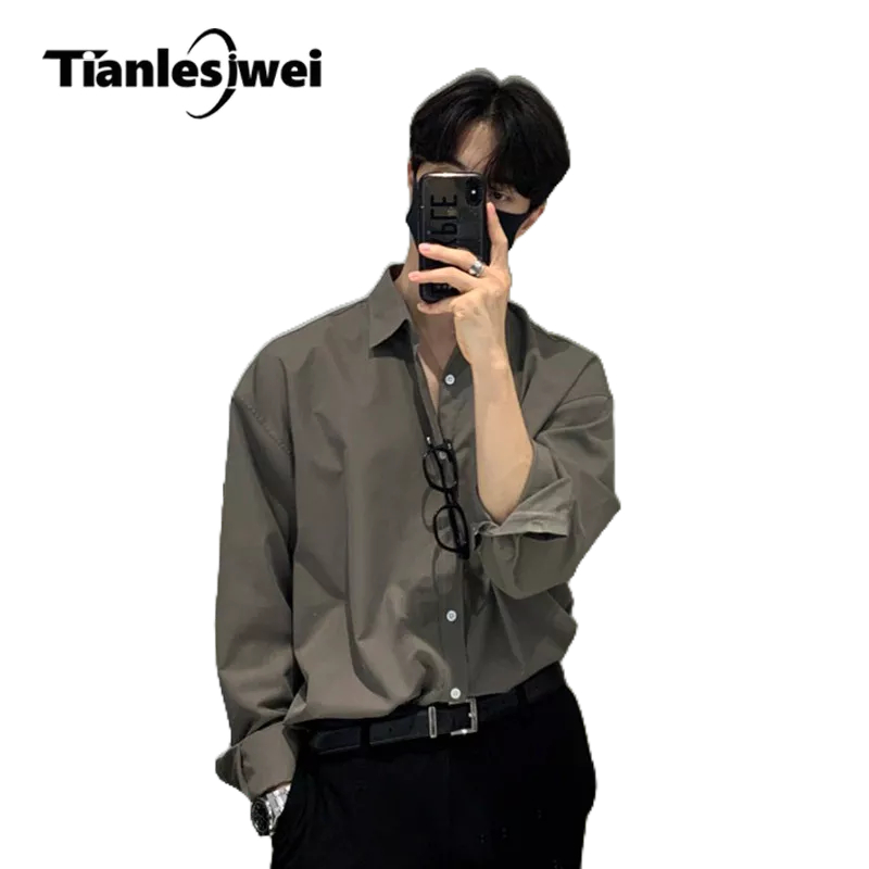 TIANLESIWEI เสื้อเชิ้ตแขนยาว คอปก สีพื้น เรียบง่าย อเนกประสงค์ อินเทรนด์ ใส่ได้ทั้งในธุรกิจ และพักผ่อน