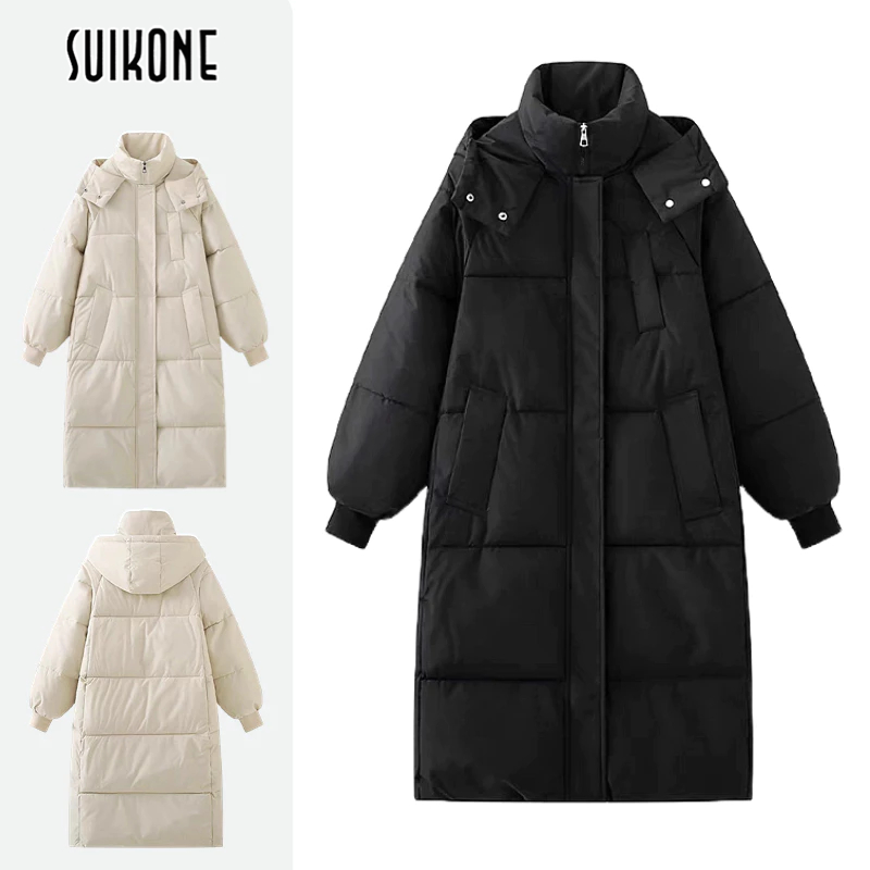 Suikone ใหม่ เสื้อแจ็กเก็ตยาว ผ้าฝ้าย ทรงหลวม สีพื้น สไตล์เกาหลี เรียบง่าย เป็นที่นิยม ใส่ได้ทั้งชาย และหญิง