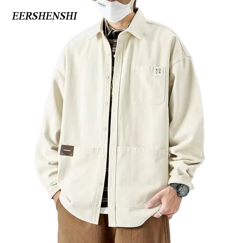 Eershenshi เสื้อแจ็กเก็ตลําลอง ทรงหลวม สไตล์เรโทร เรียบง่าย แฟชั่นฤดูใบไม้ผลิ และฤดูใบไม้ร่วง สําหรับผู้ชาย