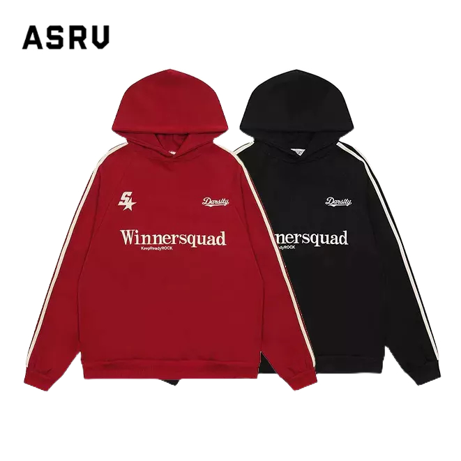 เสื้อกันหนาวลําลอง มีฮู้ด ปักลายตัวอักษร ASRV ทรงหลวม สไตล์อเมริกัน สตรีท สําหรับผู้ชาย และผู้หญิง