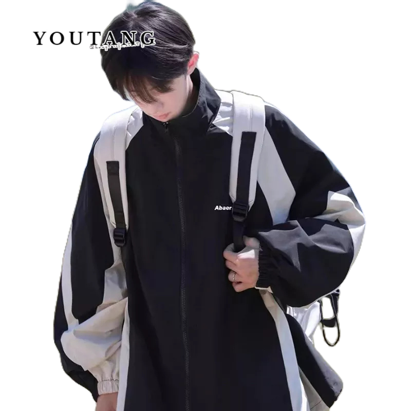YOUTANG เสื้อแจ็กเก็ตกีฬา คอปกตั้ง ป้องกันแดด เหมาะกับใส่กลางแจ้ง สไตล์อเมริกัน สําหรับผู้ชาย