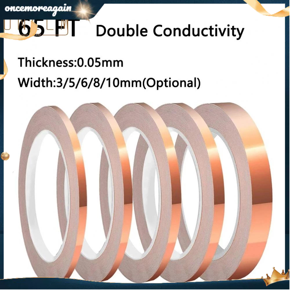 【ONCEMOREAGAIN】Copper Foil Tape With Double Conductive Adhesive For EMI Guitars Multipurpose nOgReMC
