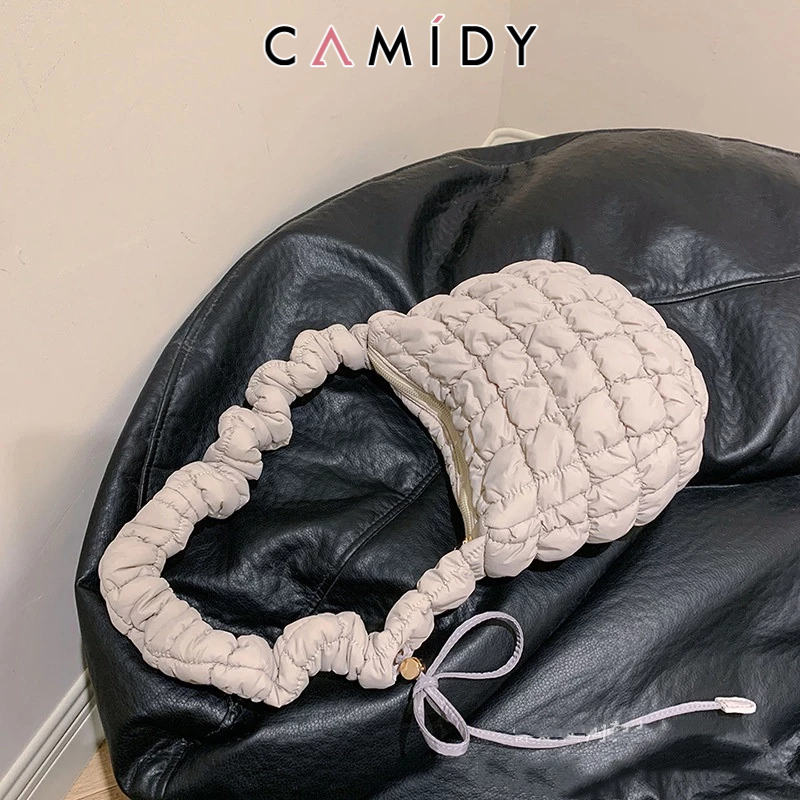 Camidy ใหม่ กระเป๋าสะพายไหล่ สะพายข้าง ทรงเกี๊ยว จับจีบ อเนกประสงค์ สไตล์เกาหลี สําหรับผู้หญิง