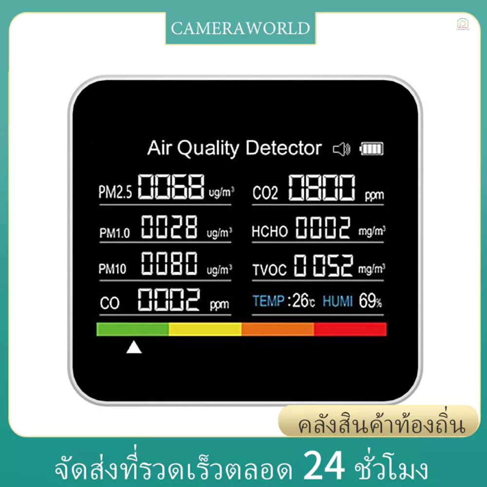 9 in 1 เครื่องตรวจจับความชื้นในอากาศ CO2 CO2 CO TVOC HCHO PM2.5 PM1.0 PM10 พร้อมฟังก์ชั่นเตือนภัย สําหรับบ้าน ออฟฟิศ รถยนต์