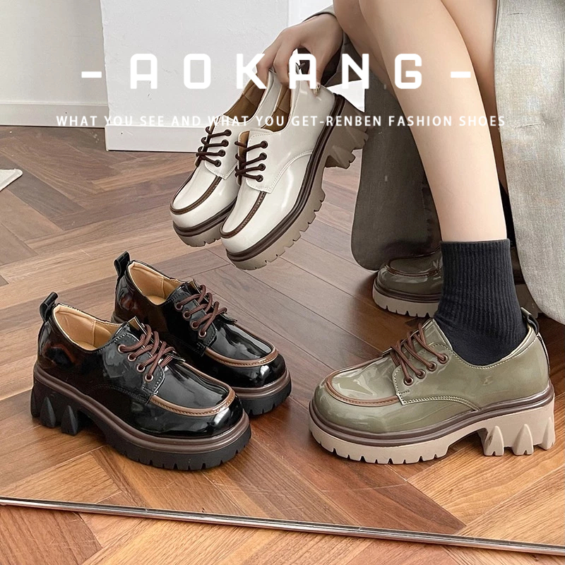 Aokang Mary Janes รองเท้าสําหรับผู้หญิงพร้อม Hoop Knots และพื้นรองเท้ากันลื่น