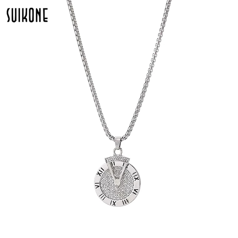 Suikone  สร้อยคอผู้ชายแฟชั่นเสื้อกันหนาวฮิปฮอปโซ่มาพร้อมเครื่องประดับเหล็กไทเทเนียมทั้งชายและหญิง