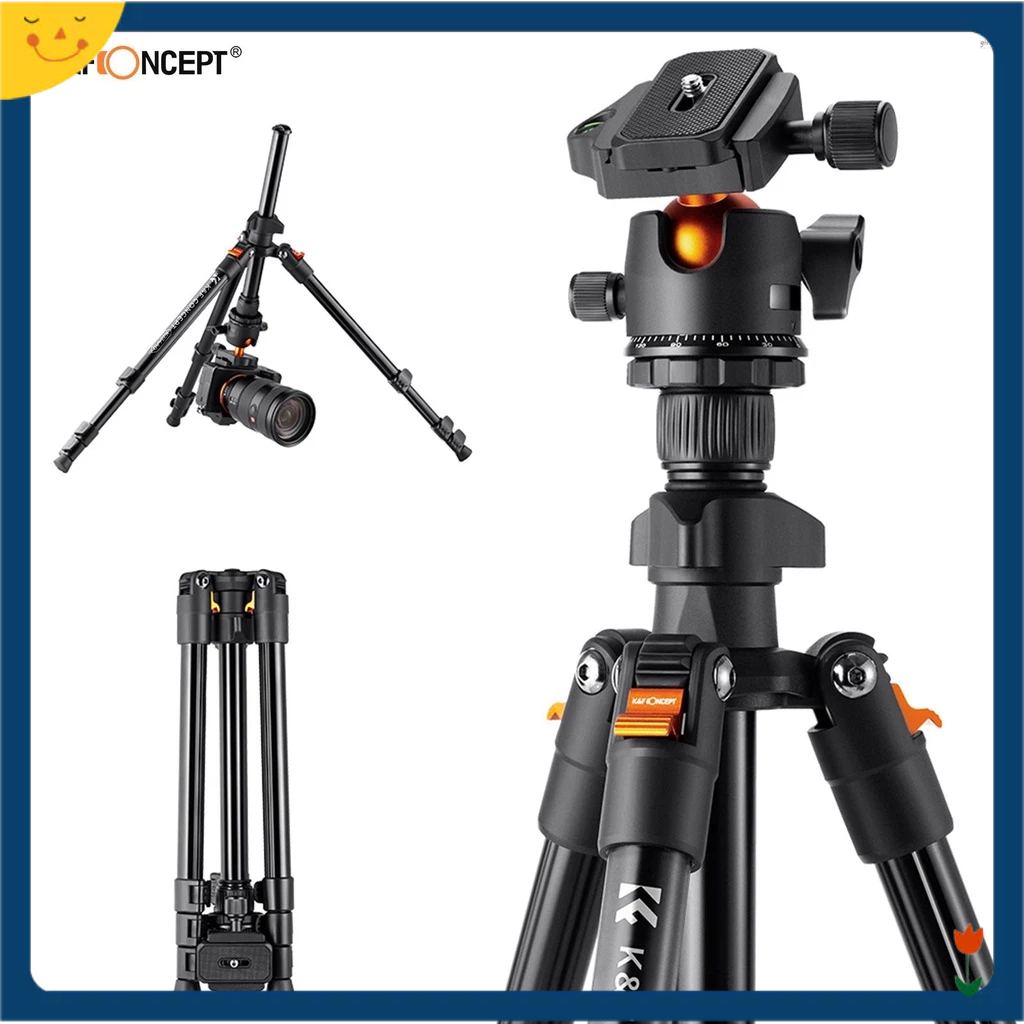 [Musl] K&f CONCEPT ขาตั้งกล้องอลูมิเนียมอัลลอยด์ แบบพกพา 160 ซม. 62.99 สูงสุด ขาตั้งกล้อง ความจุ 8 กก. 17.64 ปอนด์ มุมต่ํา พร้อมกระเป๋าถือ สําหรับกล้อง DSLR