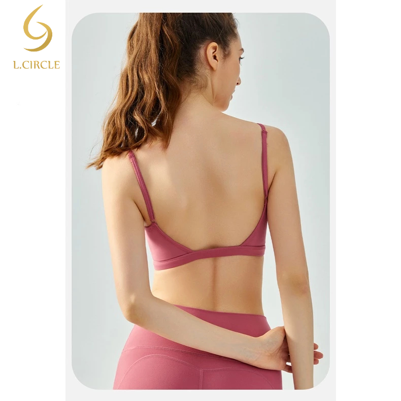 L.CIRCLEDeep U Shape Back Fix Pads สายรัดปรับได้โยคะ Sports Bra