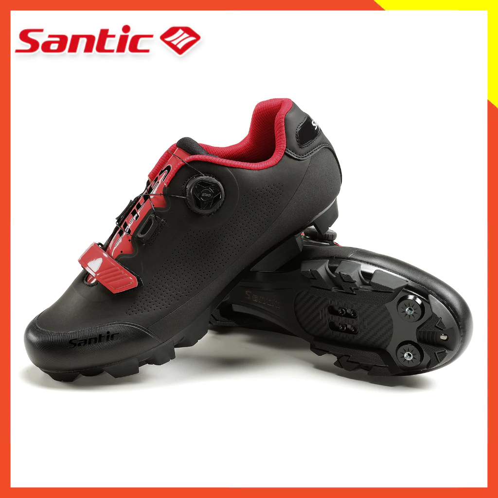 SANTIC รองเท้าสตั๊ด พื้นแบน เหมาะกับใส่ขี่จักรยานเสือภูเขากลางแจ้ง สไตล์สปอร์ต สําหรับผู้ชาย