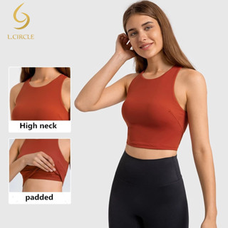 L.CIRCLEHigh Neck Round Collar Fitness Sport Top Yoga Vest w…