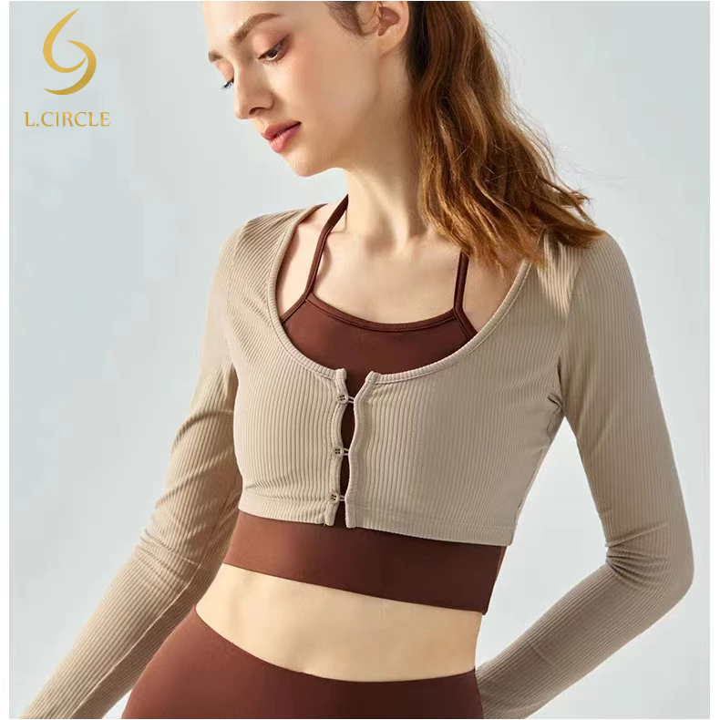 L.CIRCLE Yoga Sports Top แผ่นคงที่แขนยาว