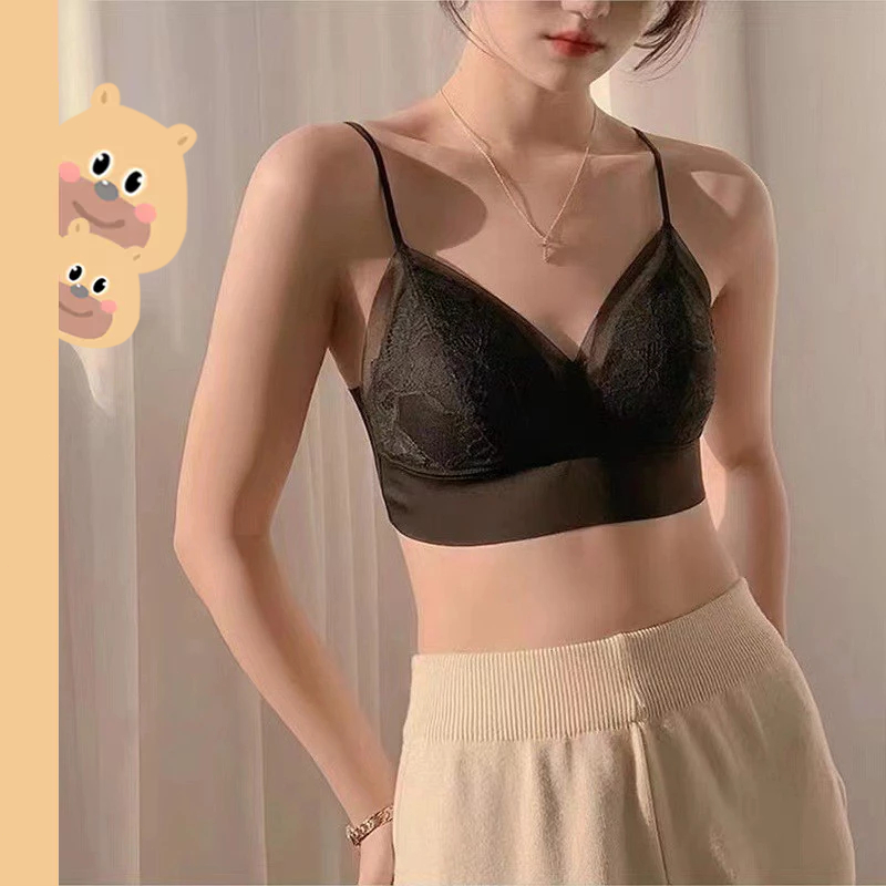 🎀bearbra🎀บราชั้นใน สลิงไร้รอยต่อ สวยงาม สไตล์ฝรั่งเศส ลูกไม้ สําหรับผู้หญิง