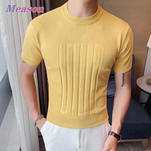 Meason cool t shirt™ เสื้อยืดป้องกันกลิ่นเหงื่อ ผ้าถักยืดหยุ่น 6สี [ลายทางเสื้อยืด] A37