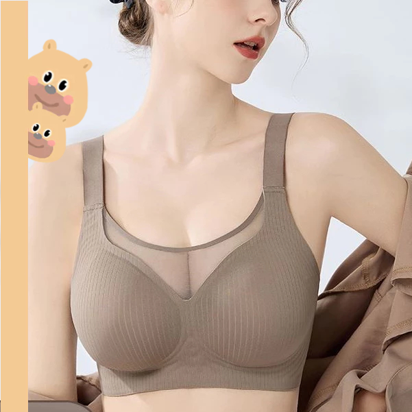 bearbra ชุดชั้นใน ไร้รอยต่อ ผ้าตาข่าย ยกทรงดันทรง ไร้รอยต่อ แฟชั่นฤดูร้อน เสื้อใน